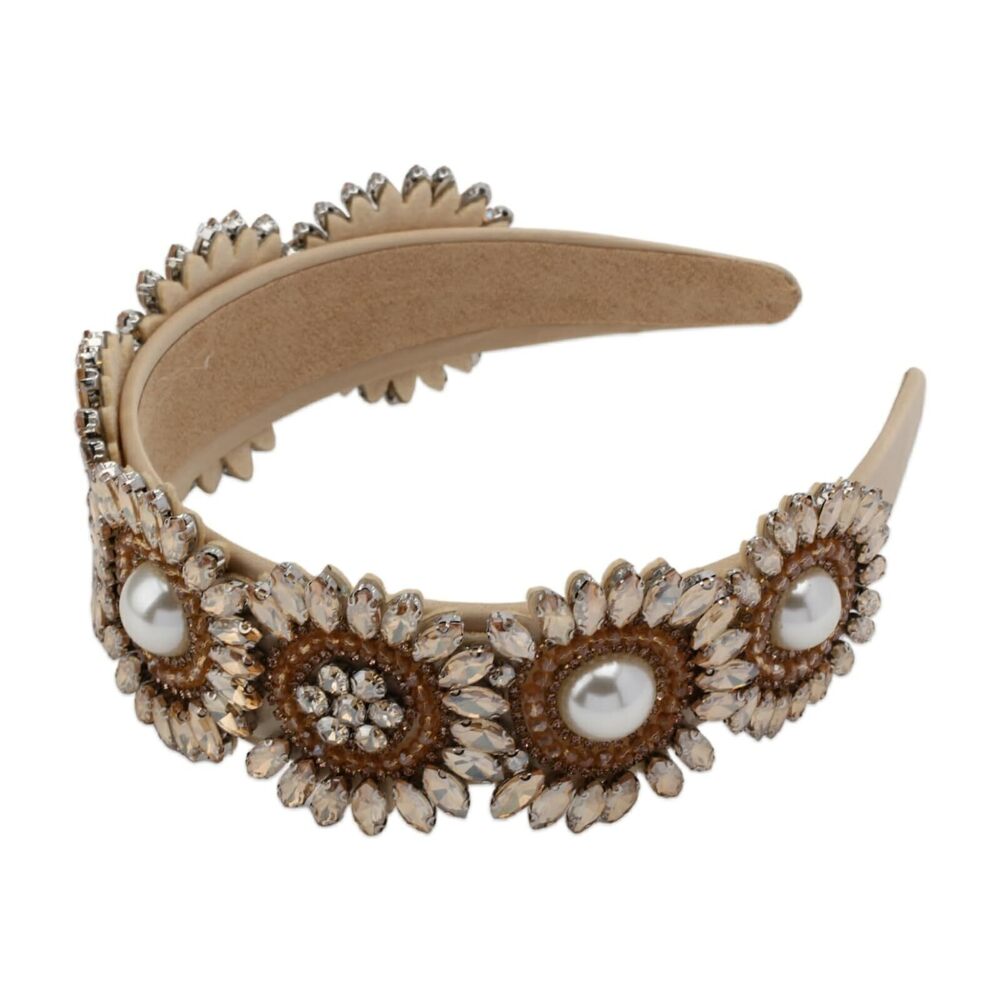 4462 Baroque Crystal Flower Headband Big Wide Chunky Rhinestone Bead - Picture 5 of 6